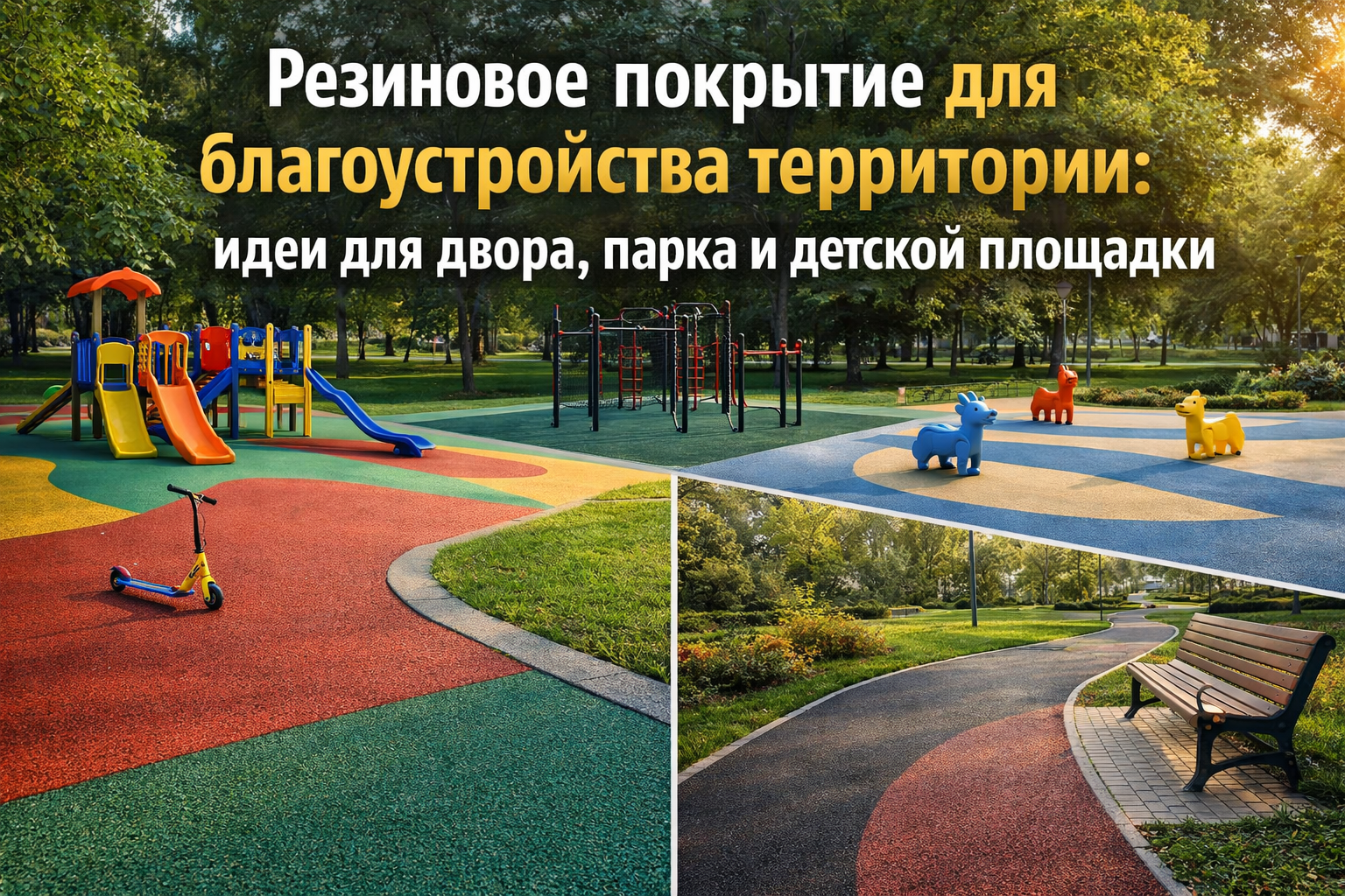 Резиновое покрытие для благоустройства территории: идеи для двора, парка и детской площадки