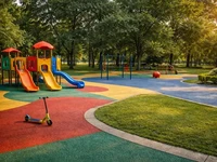 Резиновое покрытие на детской площадке в Крыму- безопасность для