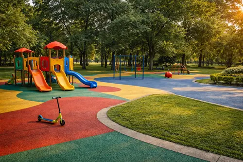 Резиновое покрытие на детской площадке в Крыму- безопасность для