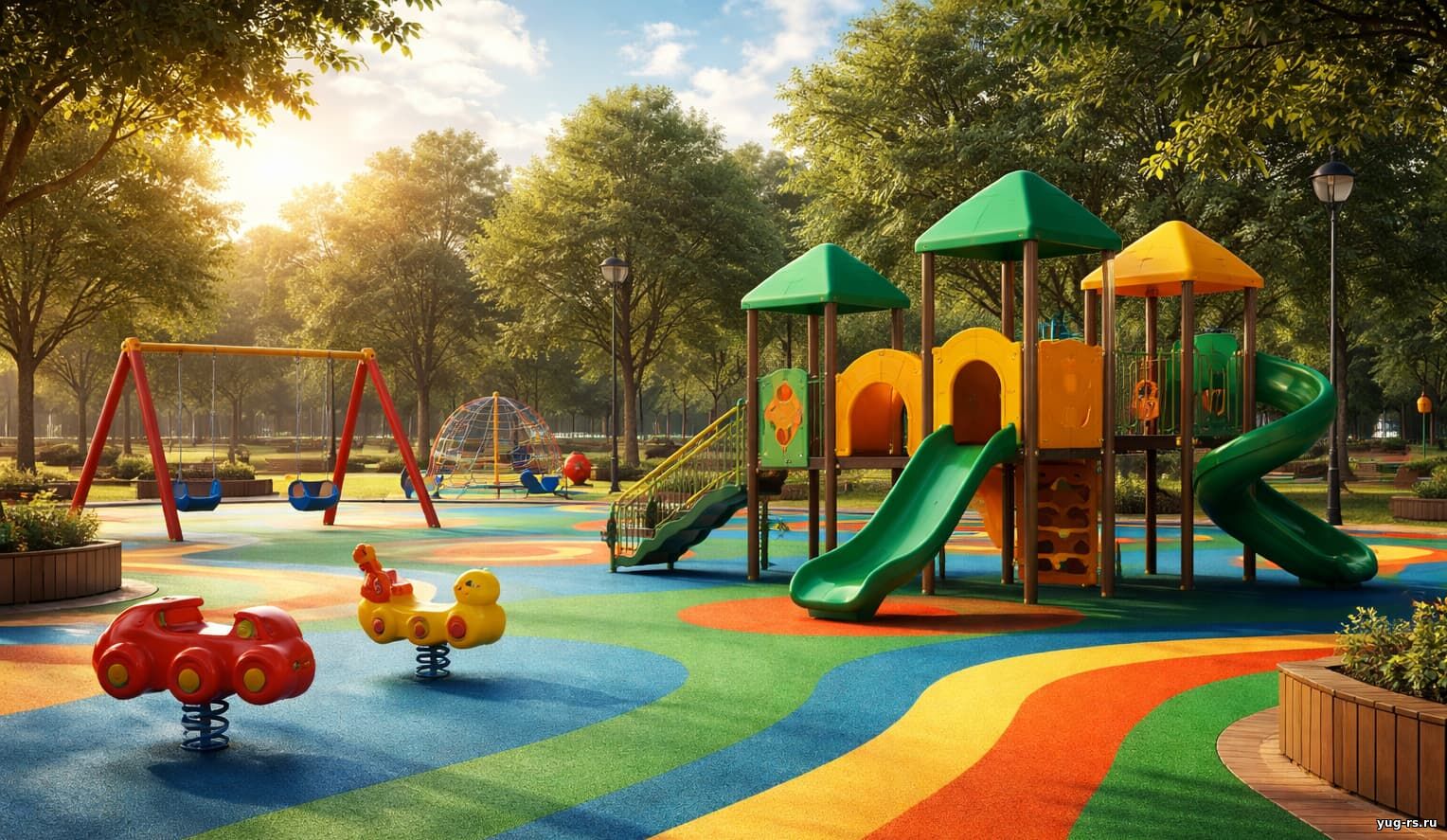 Безопасное резиновое покрытие для детской площадки